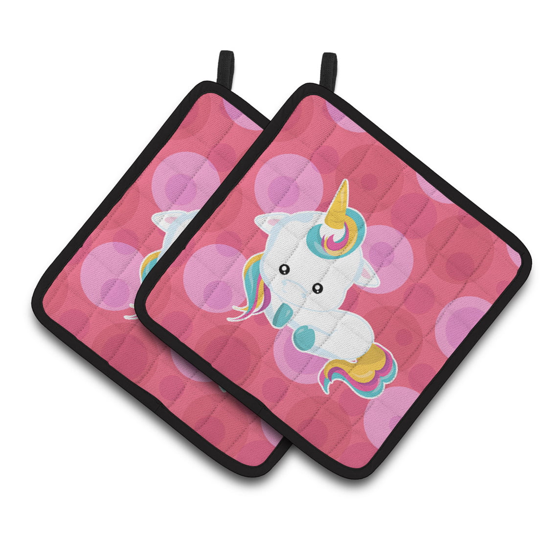 Polkadots Unicorn Pair of Pot Holders