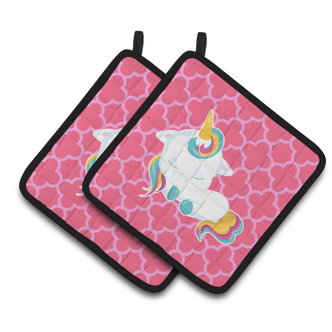 Quatrafoil Pink Unicorn Pair of Pot Holders