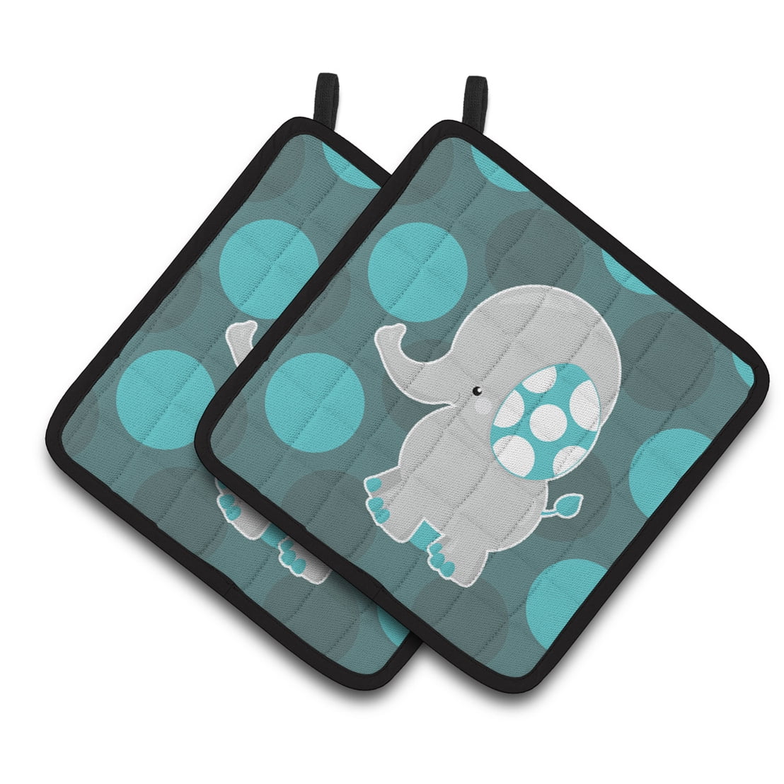 Polkadot Grey Elephant Pair of Pot Holders