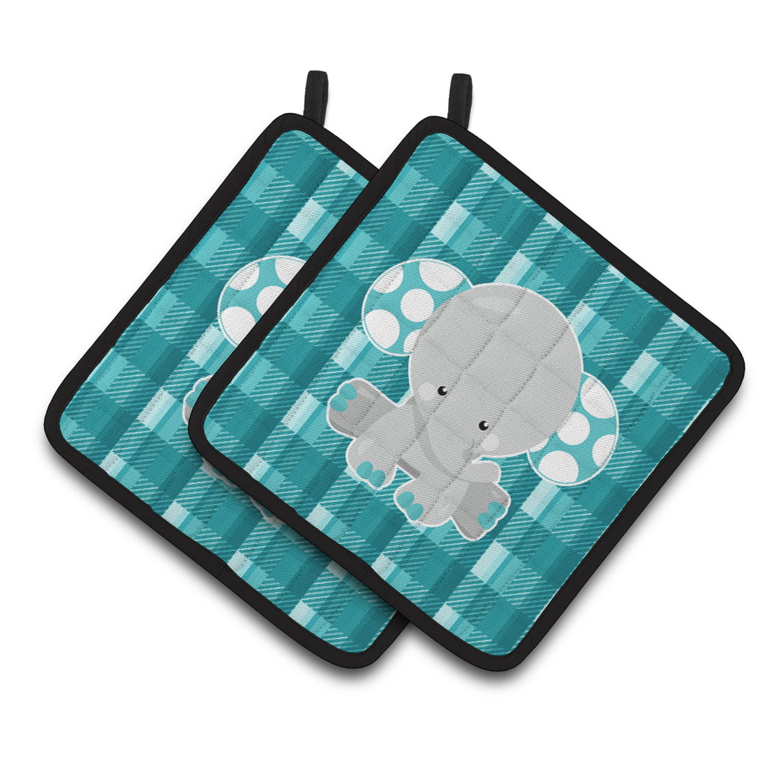 Plaid Elephant Pair of Pot Holders