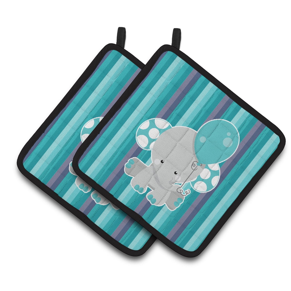 Grey Elephant With Balloon Pair of Pot Holders