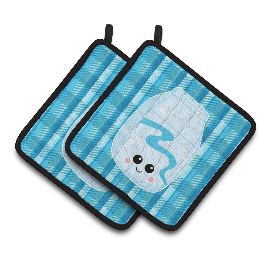Blue Plaid & Milk Pair of Pot Holders