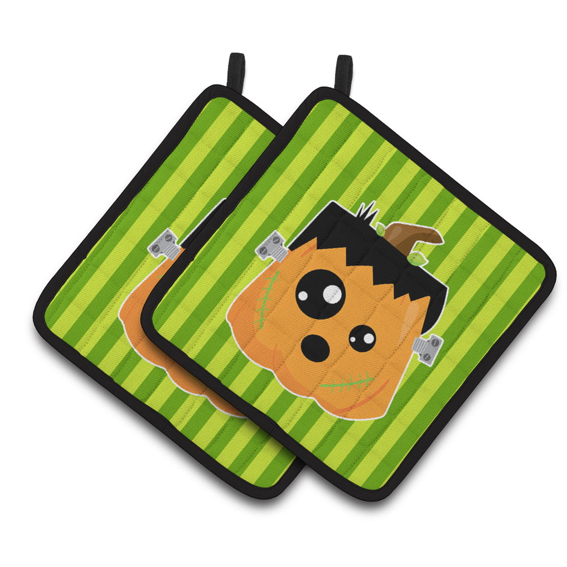 Halloween Pumpkin Frankenstein Pair of Pot Holders