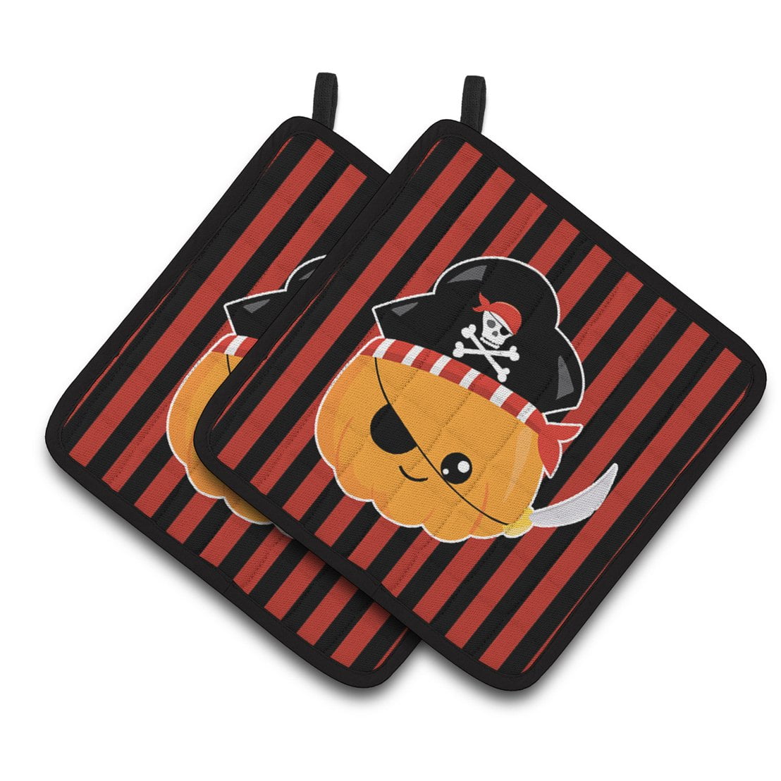 Halloween Pumpkin Pirate Pair of Pot Holders