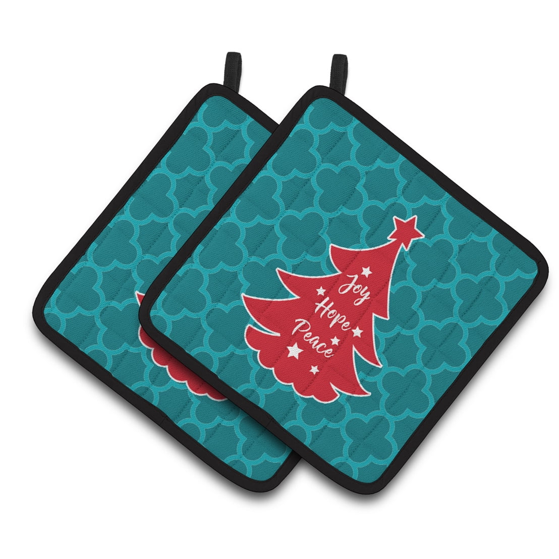 BB6970PTHD Christmas Tree Teal Red Pair of Pot Holders