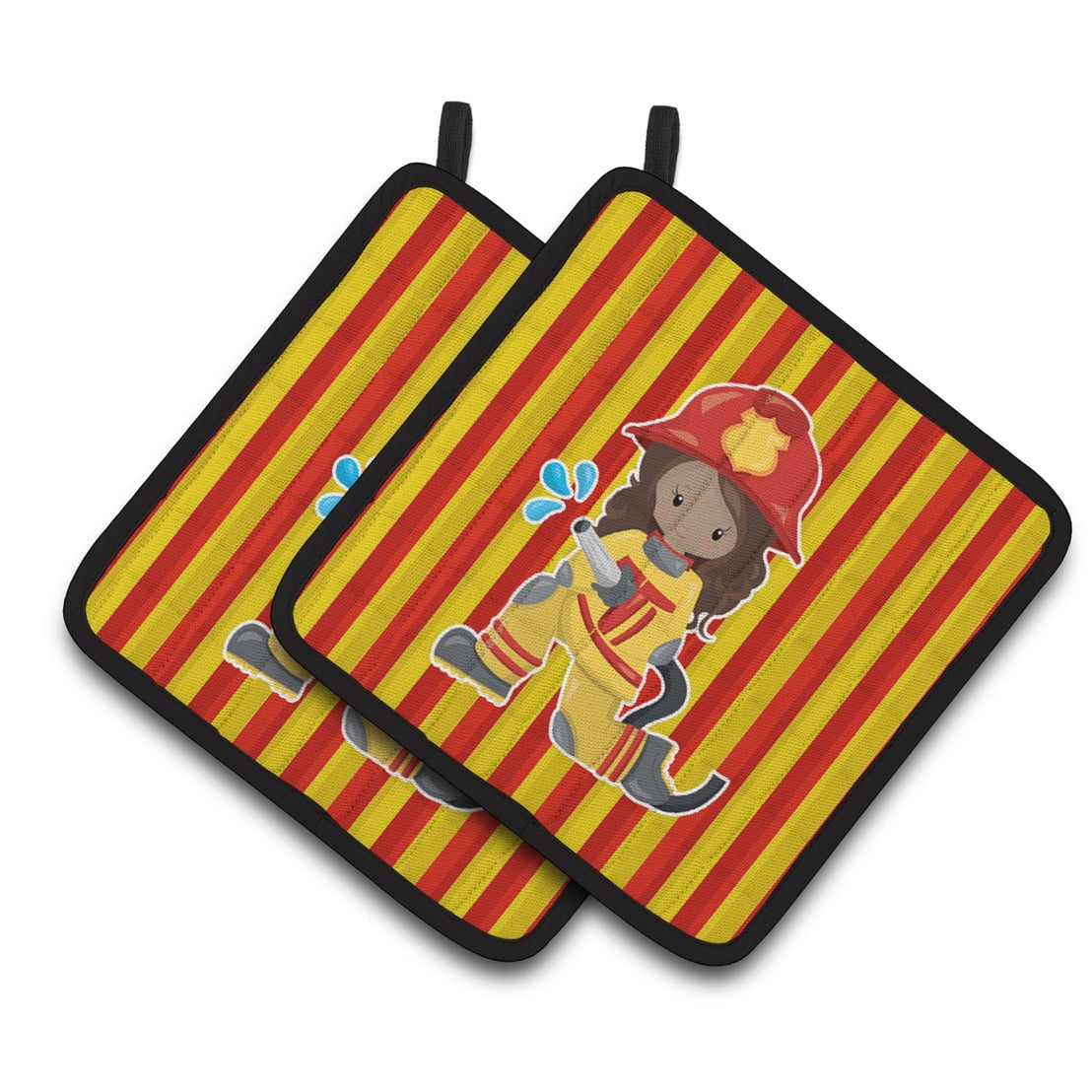 Fireman Girl Pair of Pot Holders