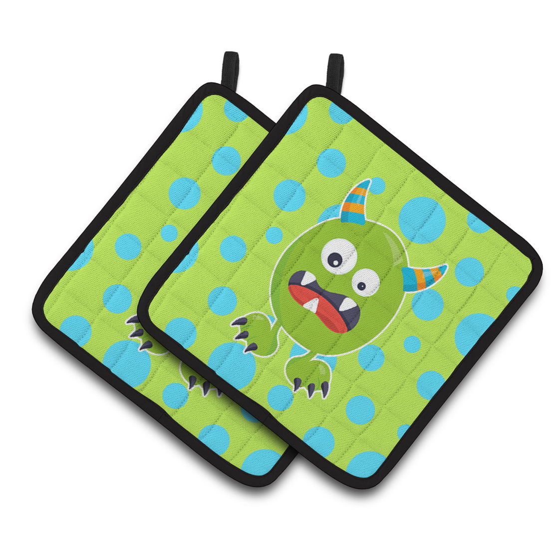Little Monster Greenie Doodle Pair of Pot Holders