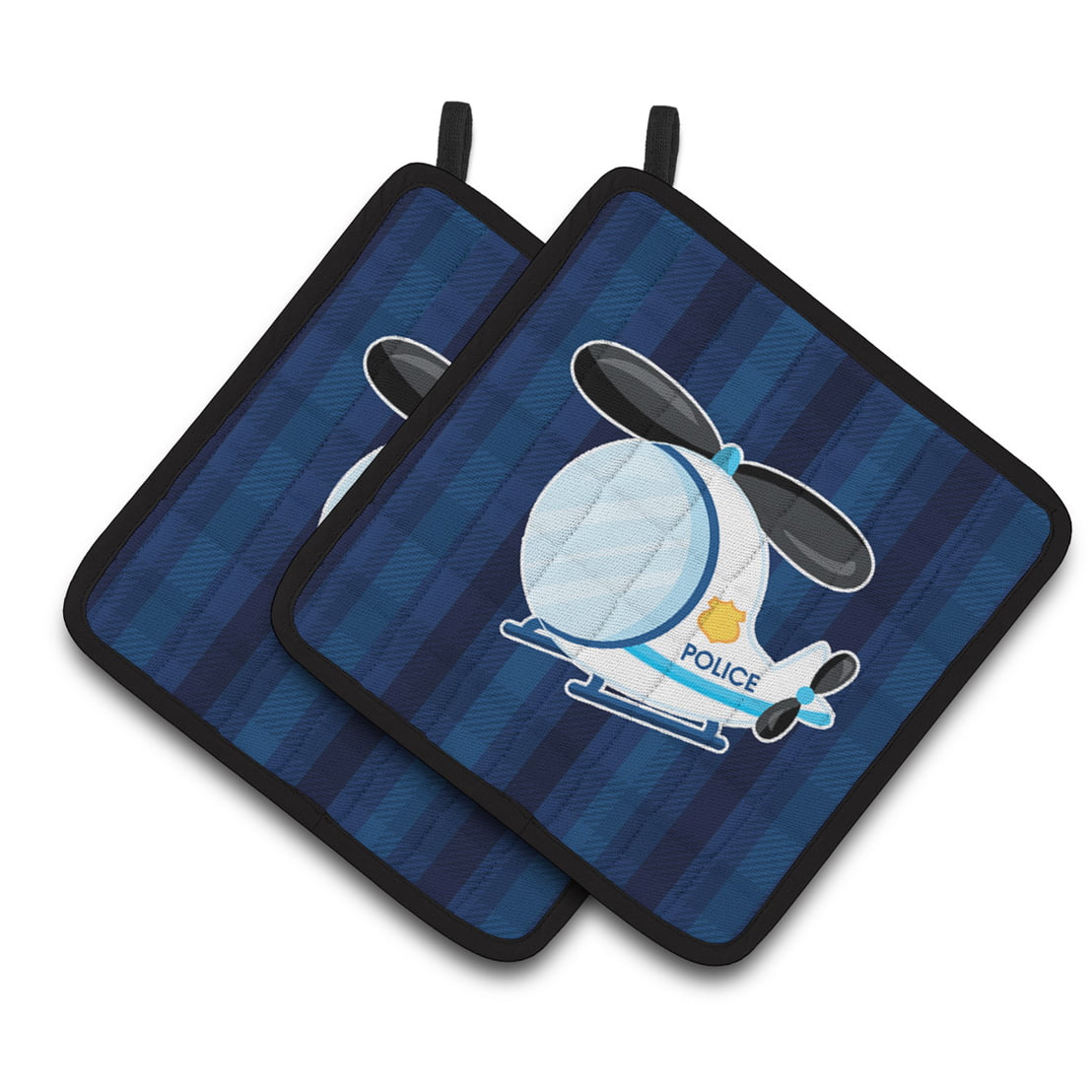 Police Helicopter Pair of Pot Holders
