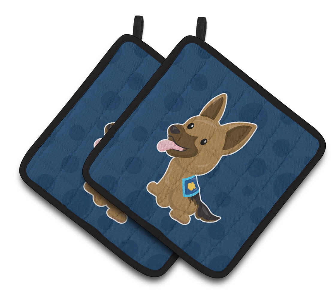 Police German Shepherd Pair of Pot Holders