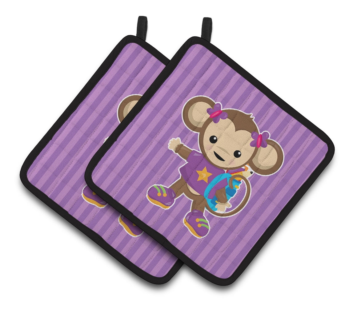 Monkey With Backpack Pair of Pot Holders