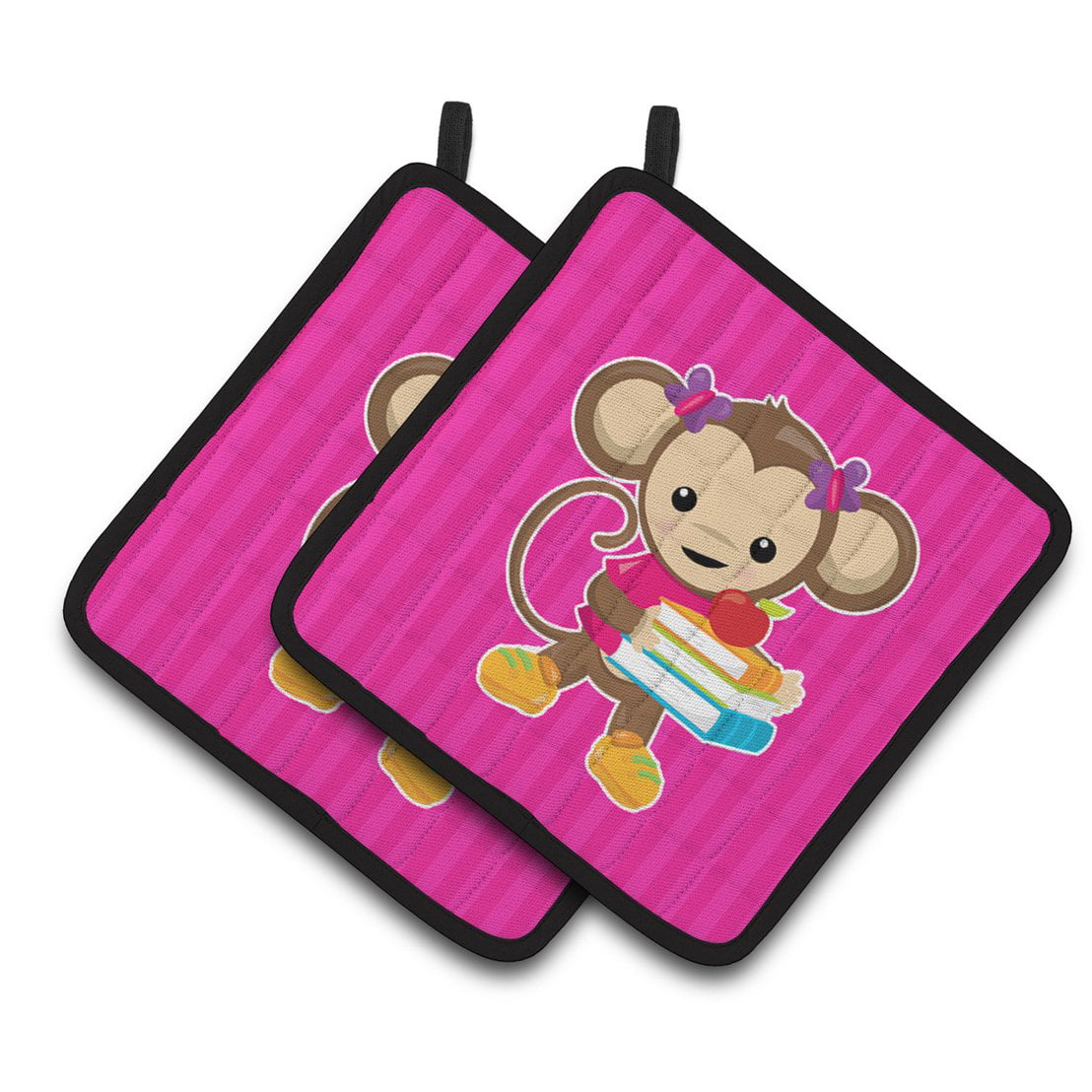 Monkey & School Books Pair of Pot Holders