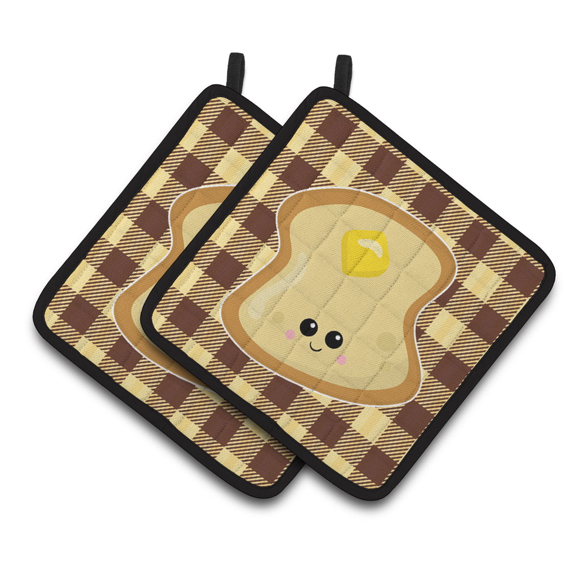 Buttered Toast Face Pair of Pot Holders