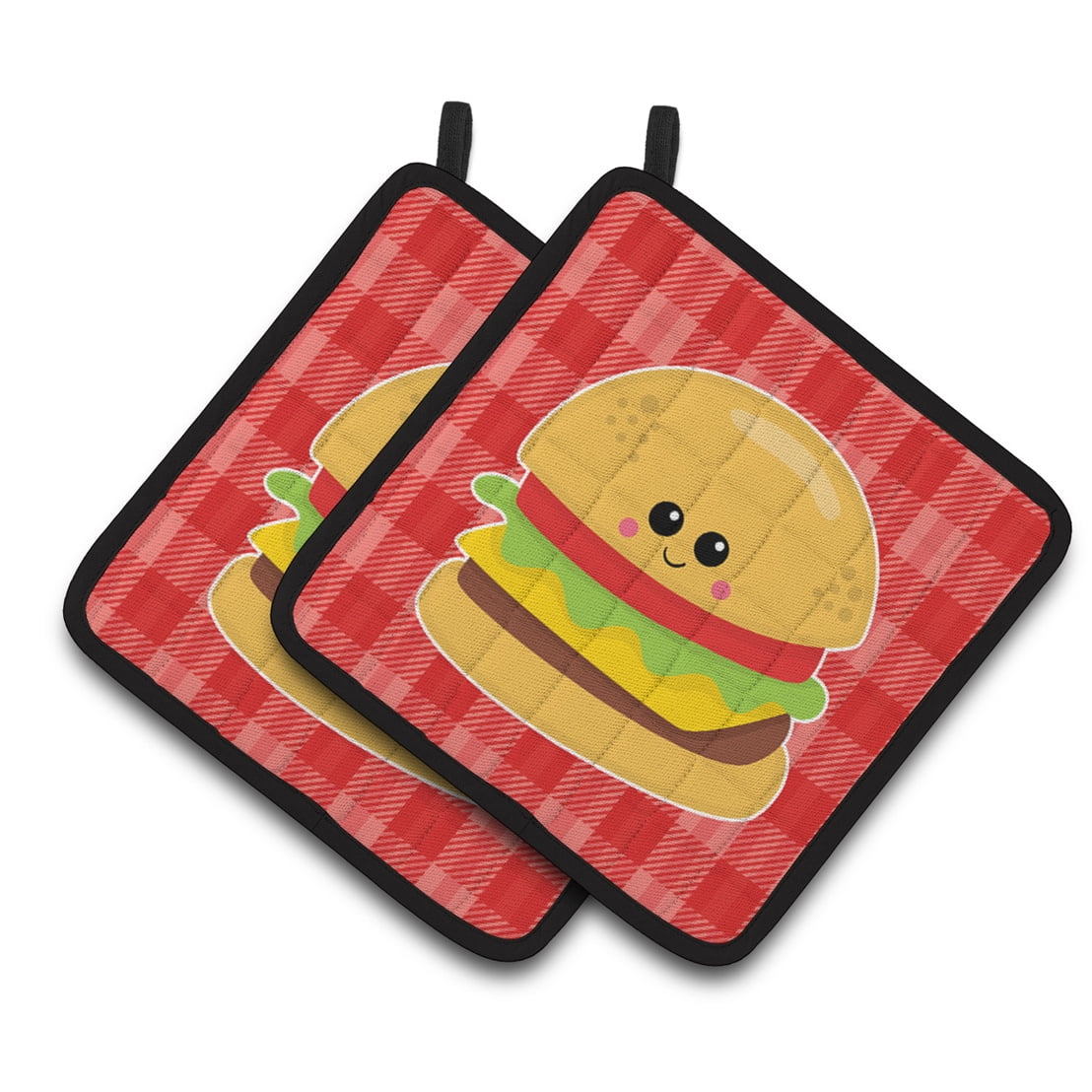 Hamburger Face Pair of Pot Holders