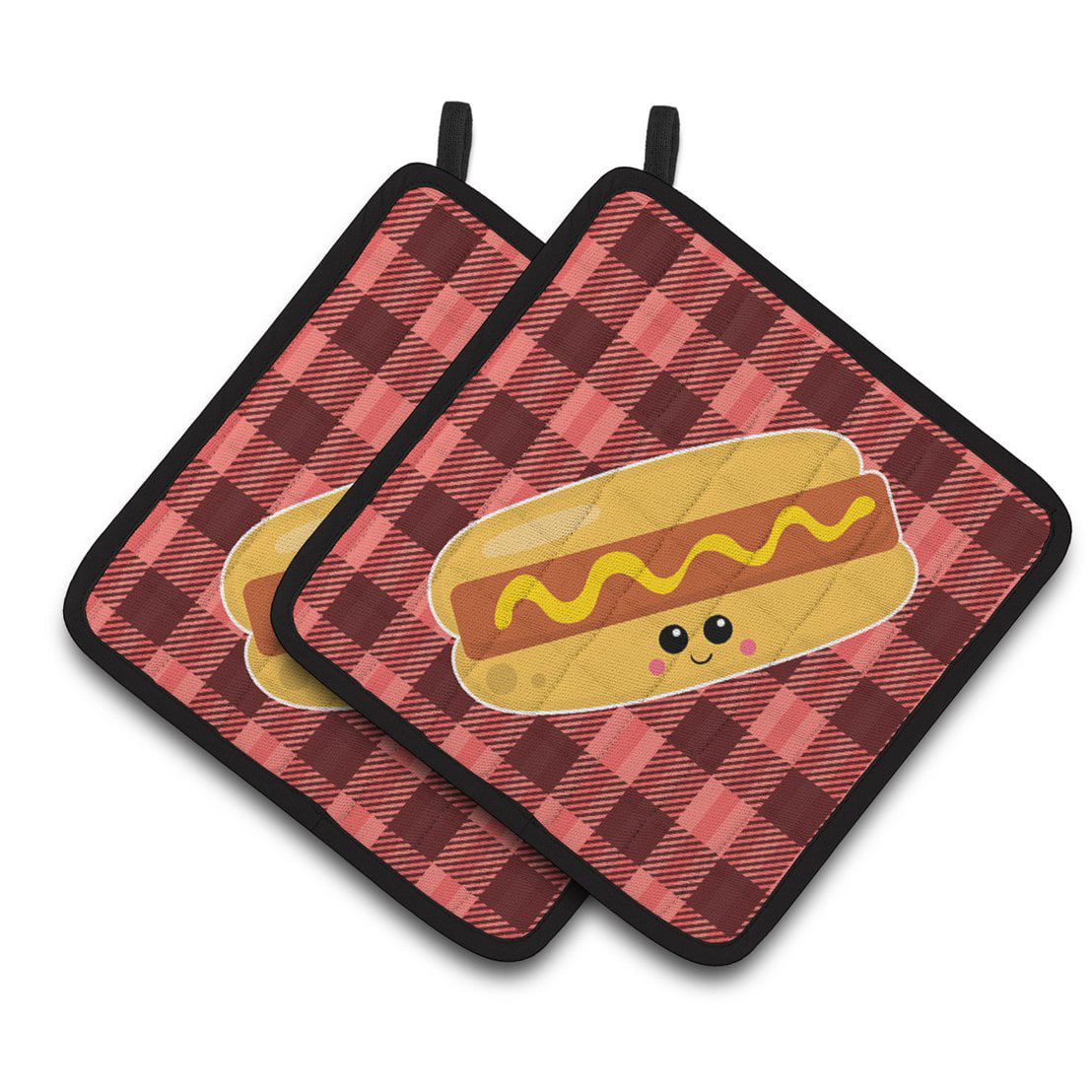 Hot Dog Face Pair of Pot Holders