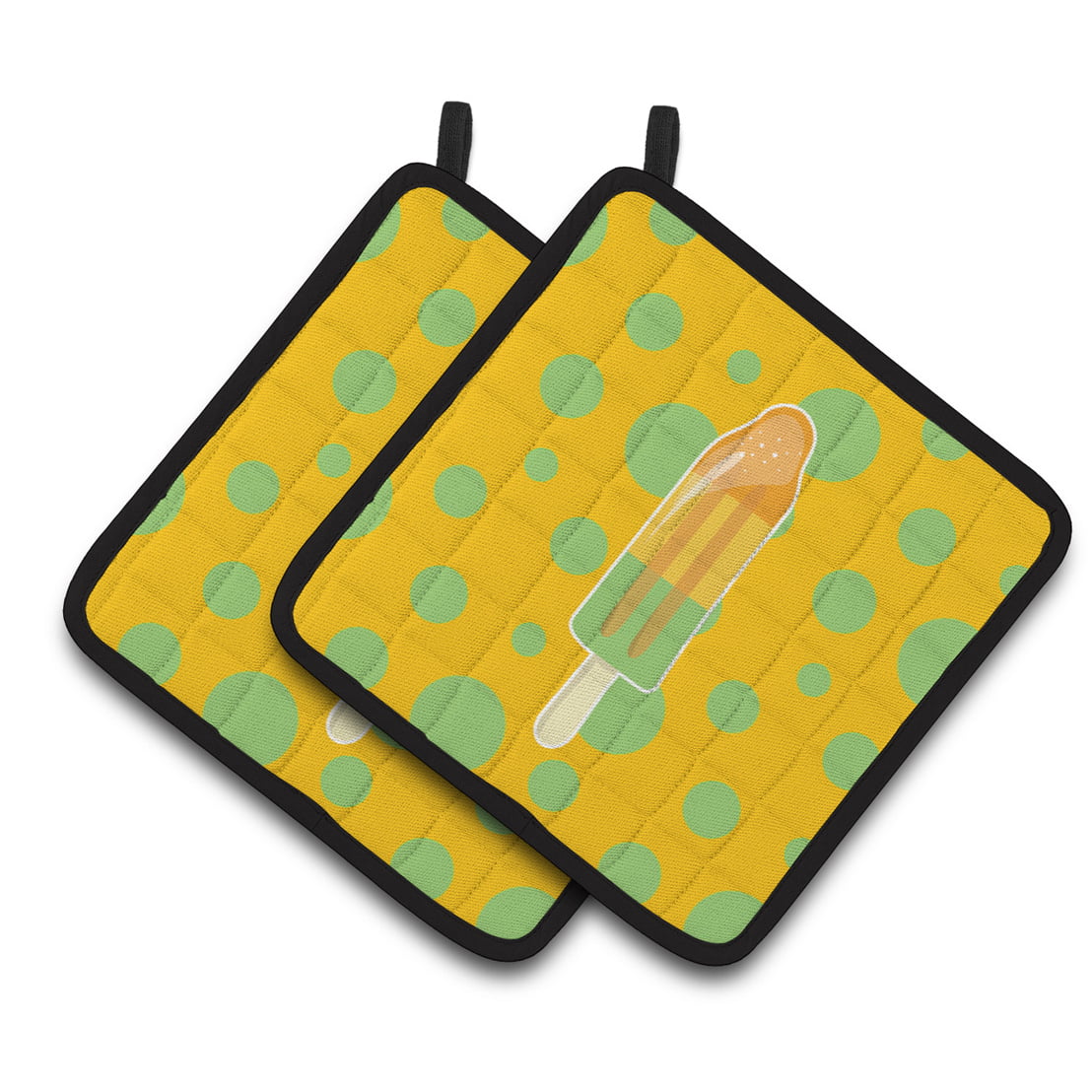 Ice Pop Popsicle Orange Green Pair of Pot Holders