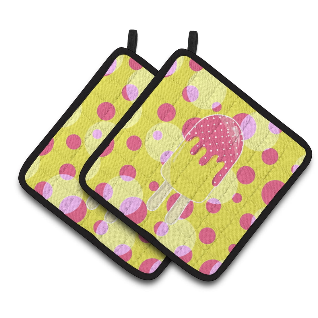 Ice Pop Popsicle Pink Yellow Pair of Pot Holders