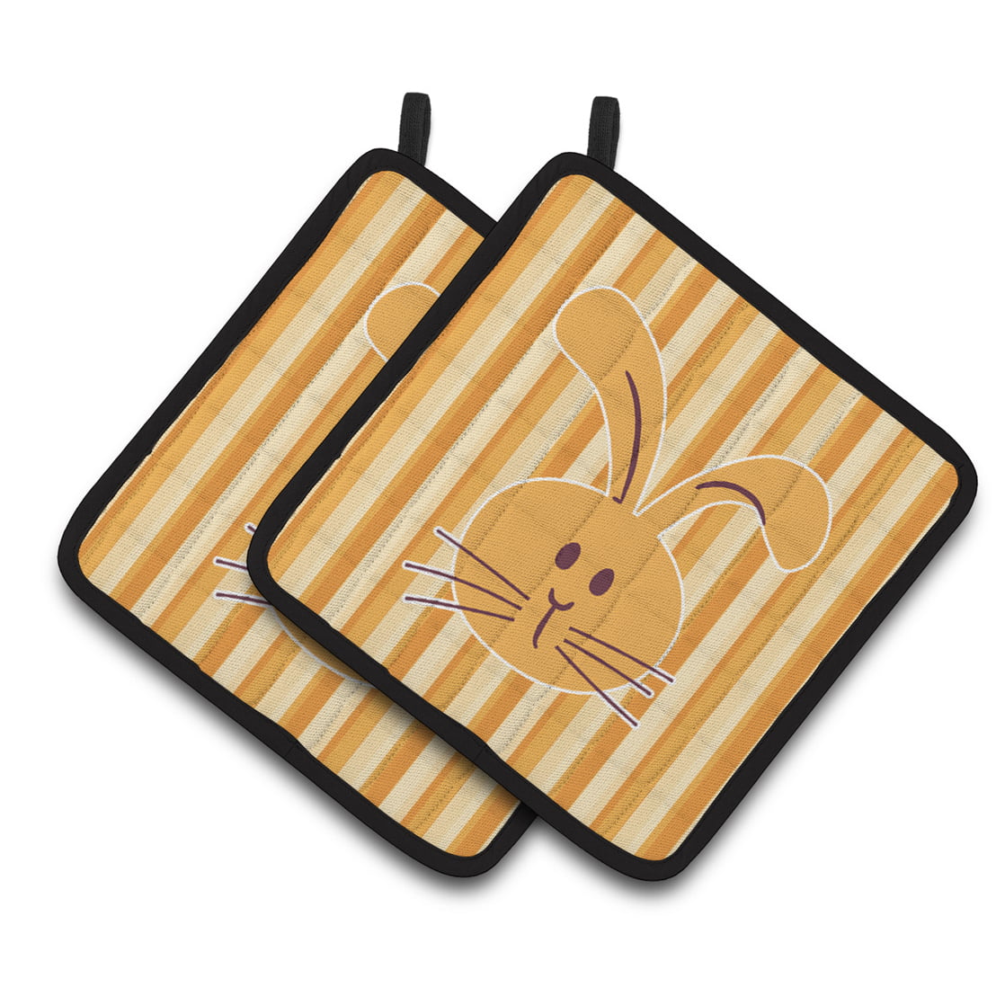 Rabbit on Stripes Pair of Pot Holders