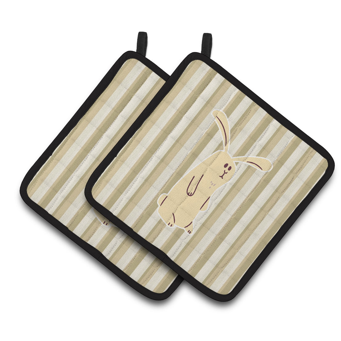 Rabbit on Stripes Pair of Pot Holders
