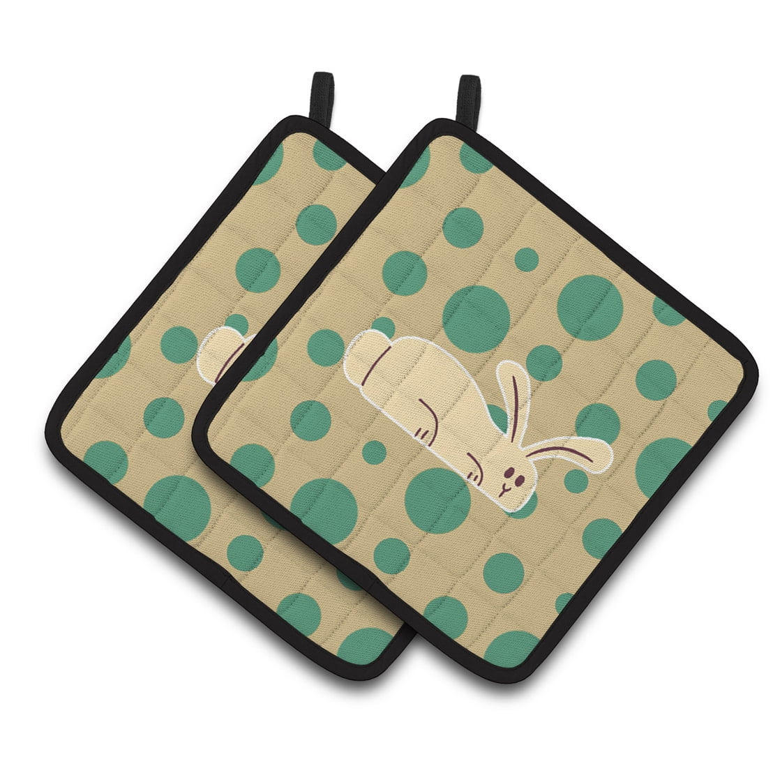 Rabbit on Polkadots Pair of Pot Holders