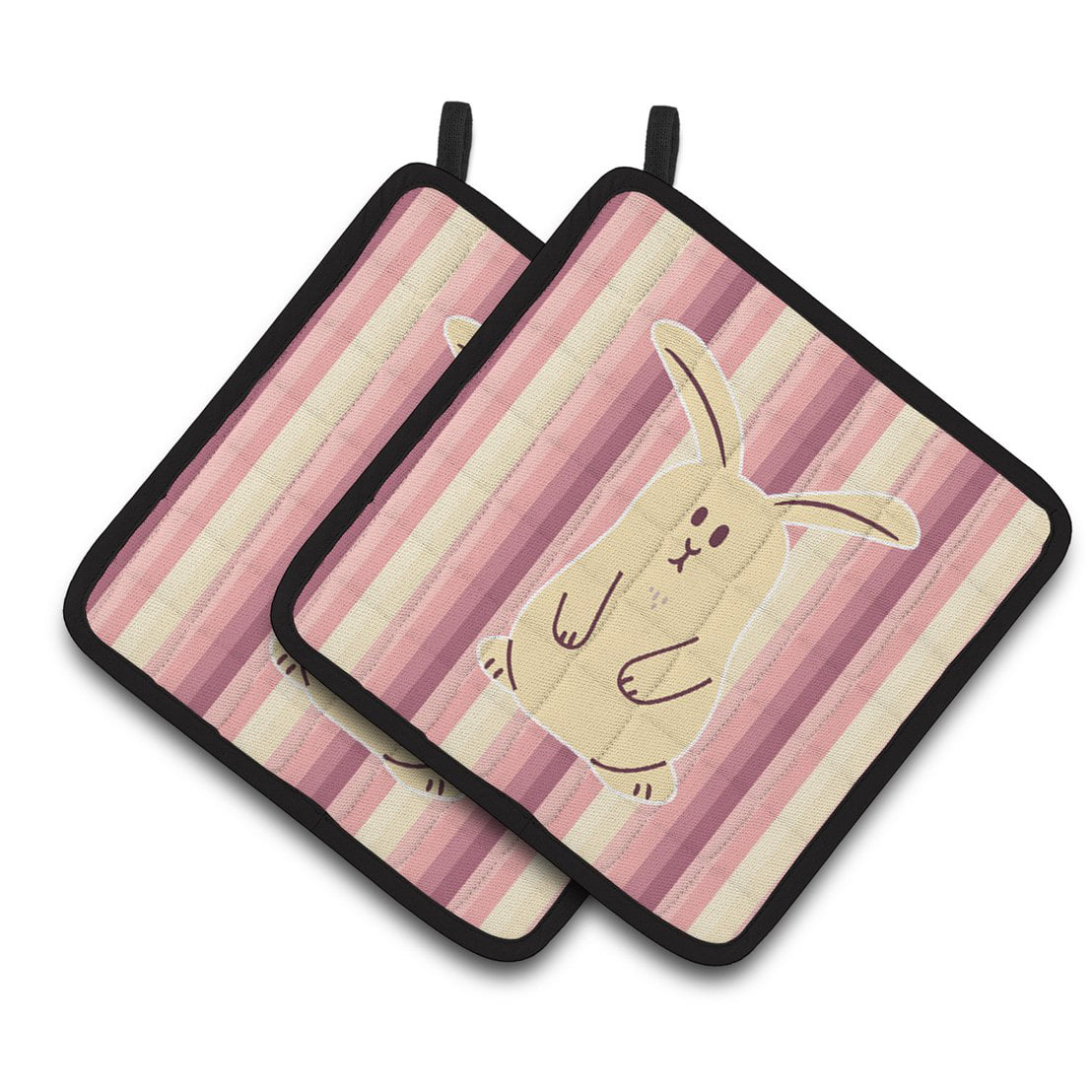 Rabbit on Stripes Pair of Pot Holders