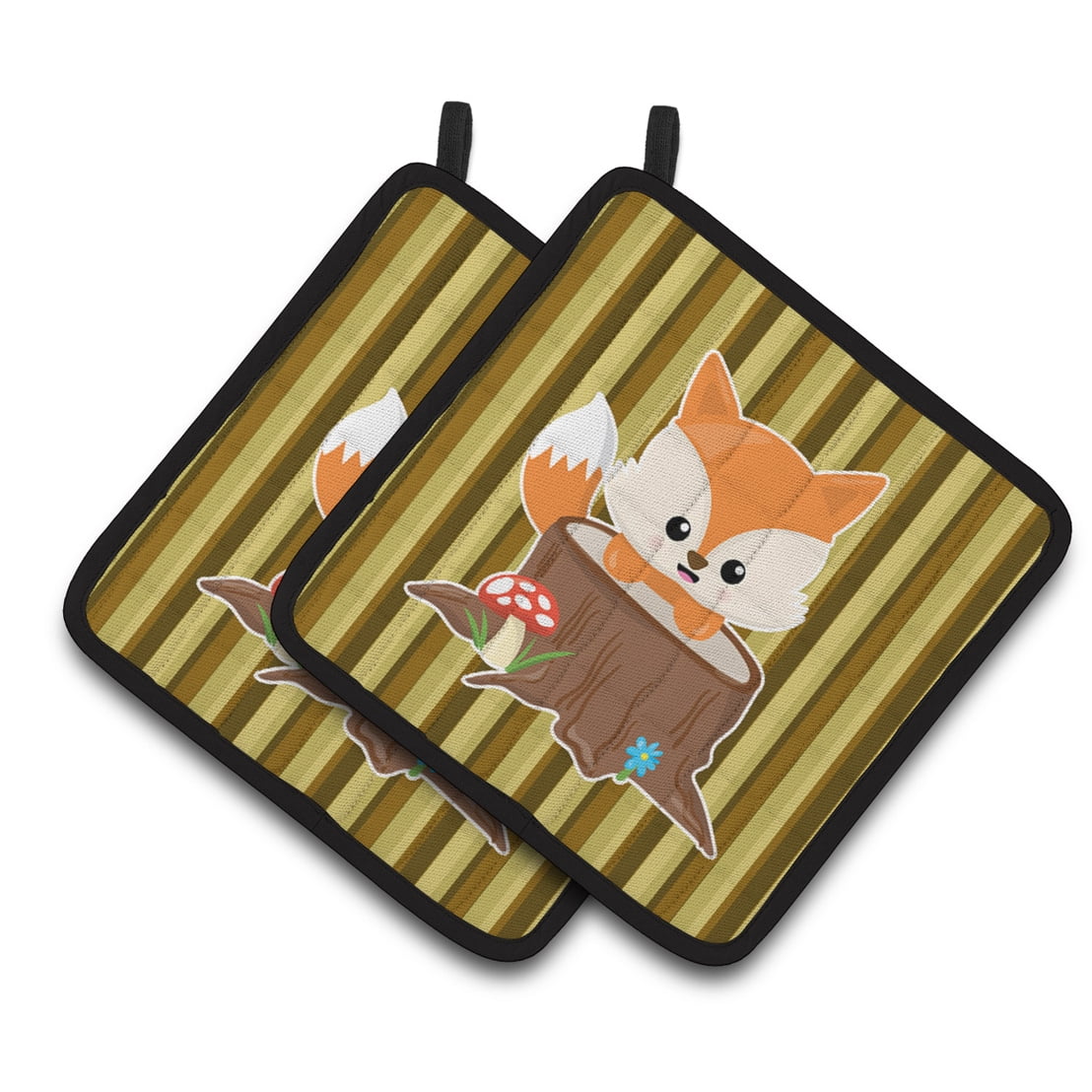Baby Fox Tree Stripes Pair of Pot Holders