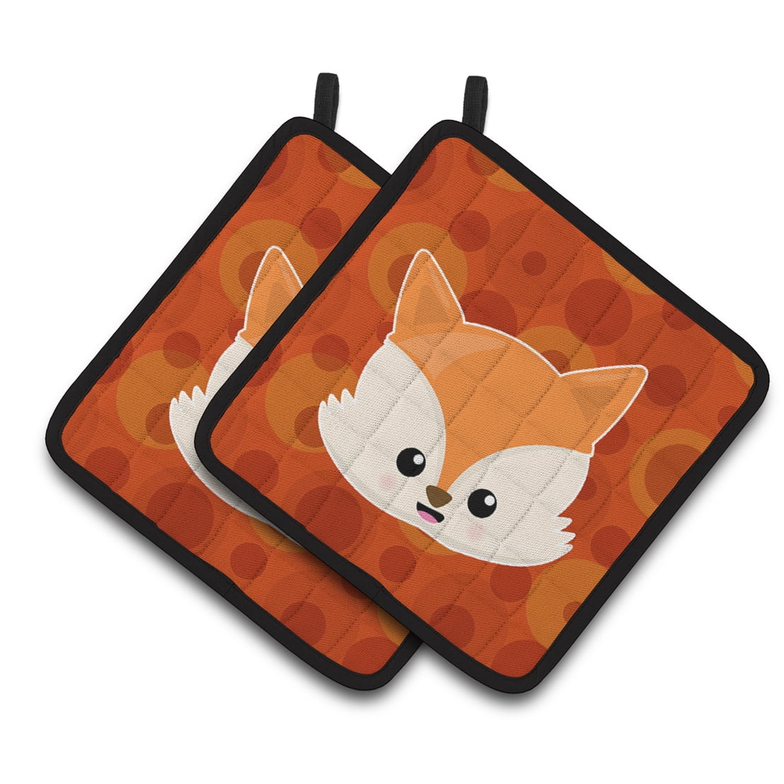 Baby Fox Face Polkadots Pair of Pot Holders