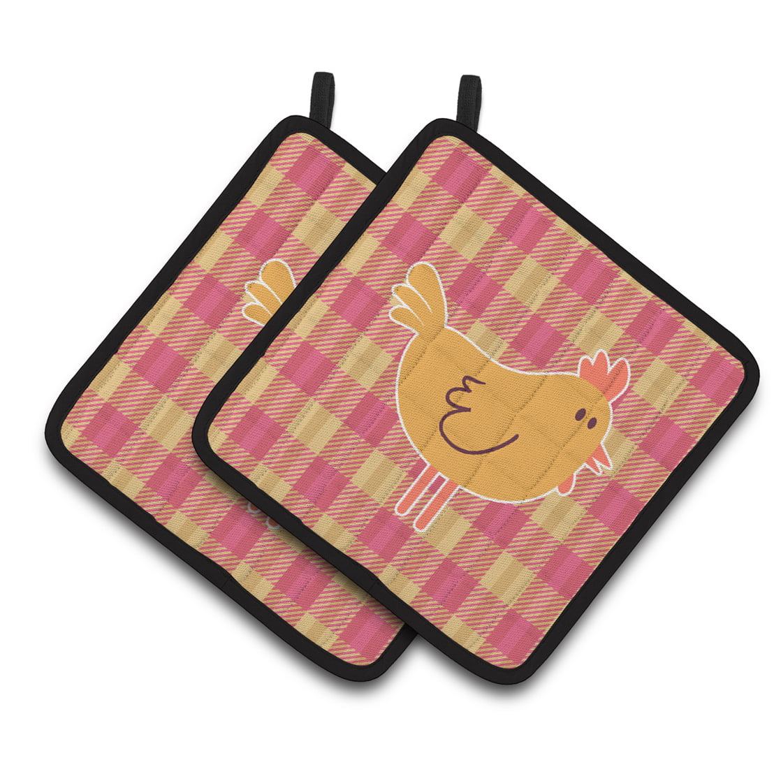 Chicken Hen on Gingham Pair of Pot Holders