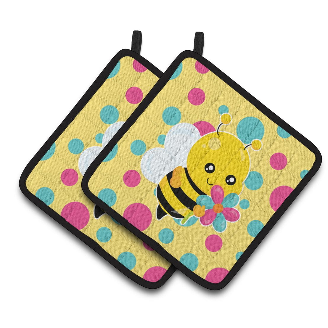 Bee With Flower Pair of Pot Holders