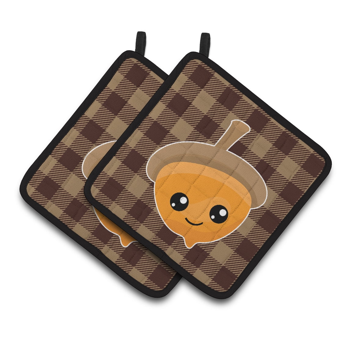 Fall Acorn on Gingham Pair of Pot Holders