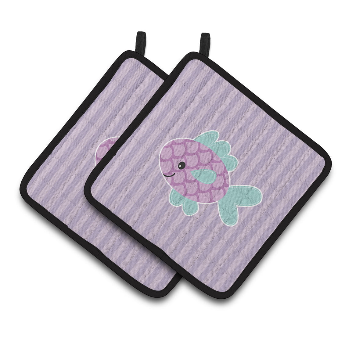 Purple Fish Pair of Pot Holders