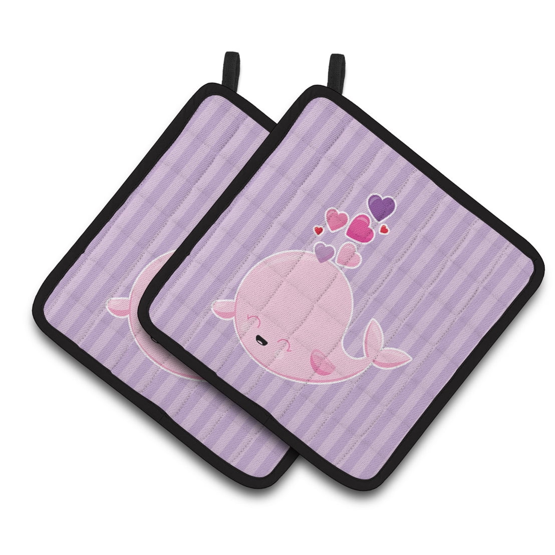 Pink Whale Pair of Pot Holders