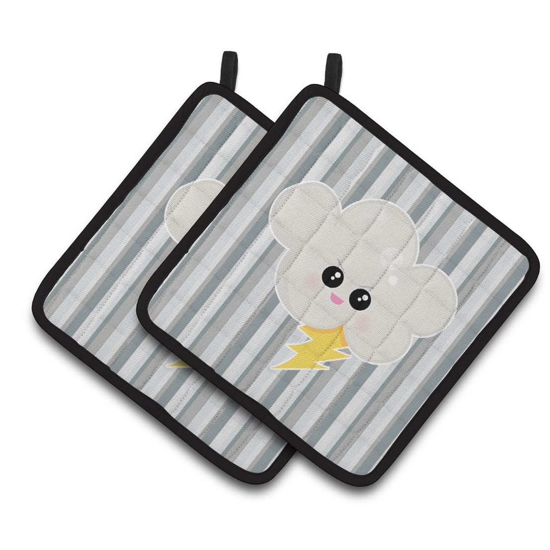 Weather Thuderstorm Face Pair of Pot Holders