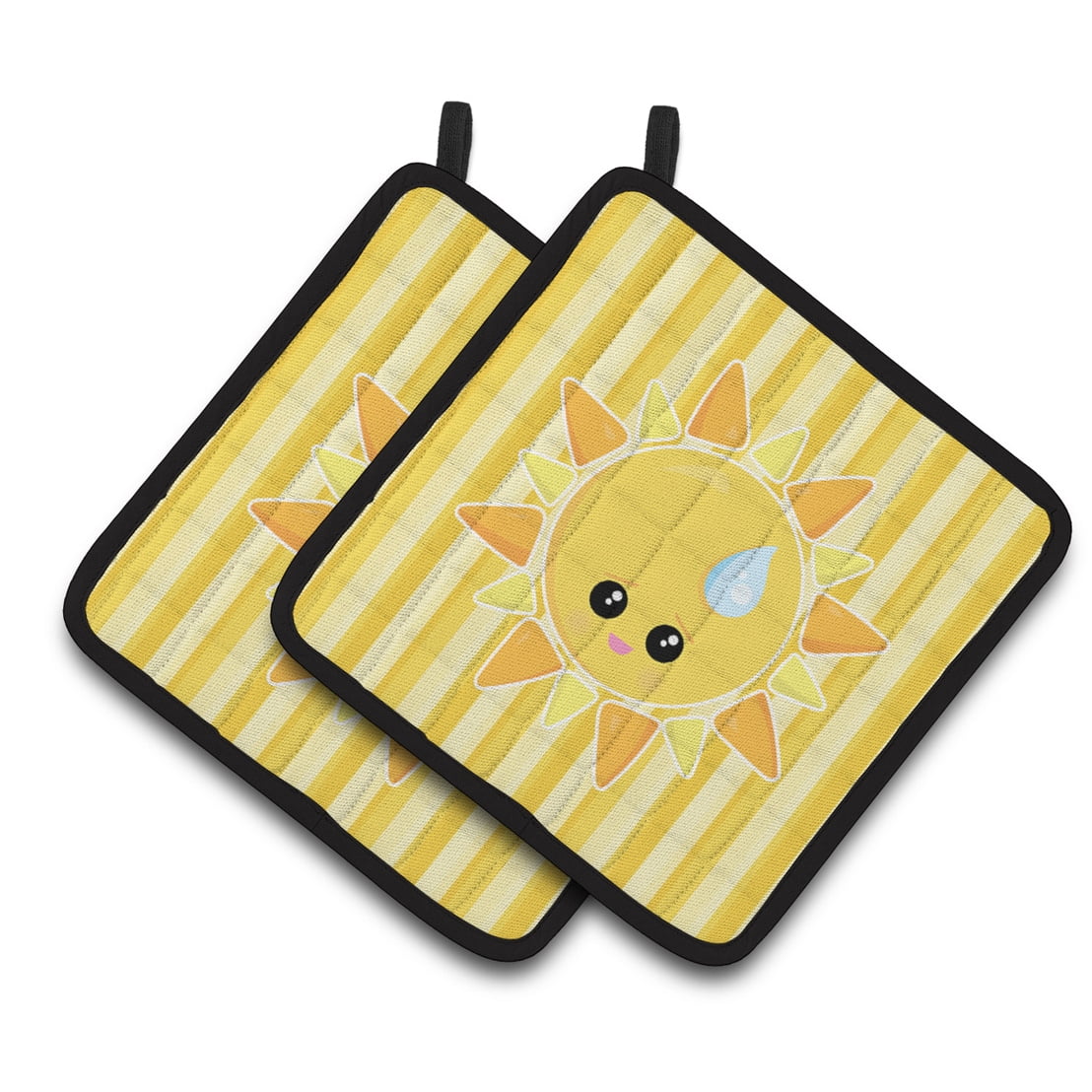 Weather Sun Sprinkle Face Pair of Pot Holders