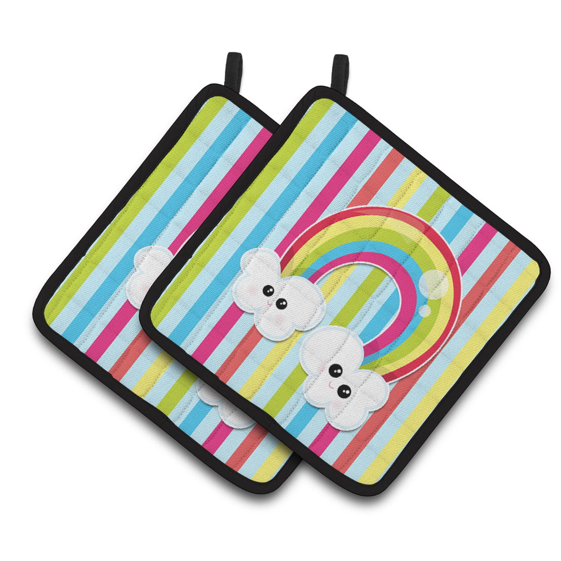 Weather Rainbow Face Pair of Pot Holders