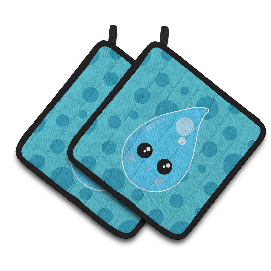 Weather Rain Drop Face Pair of Pot Holders