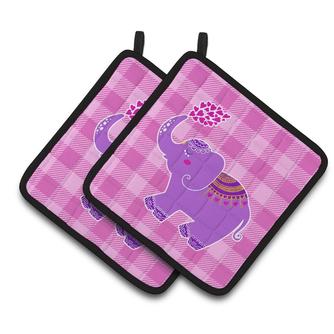 Purple Elephant Pair of Pot Holders