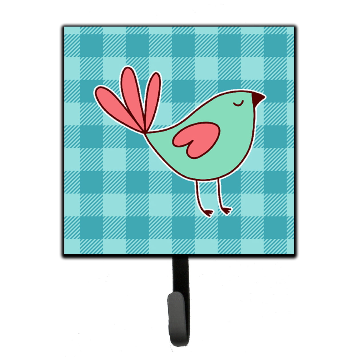 Bird on Blue Plaid Leash or Key Holder