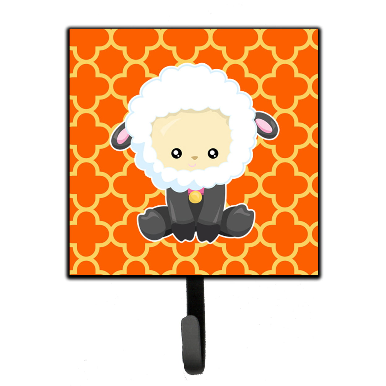 Sheep on Orange Quatrafoil Leash or Key Holder