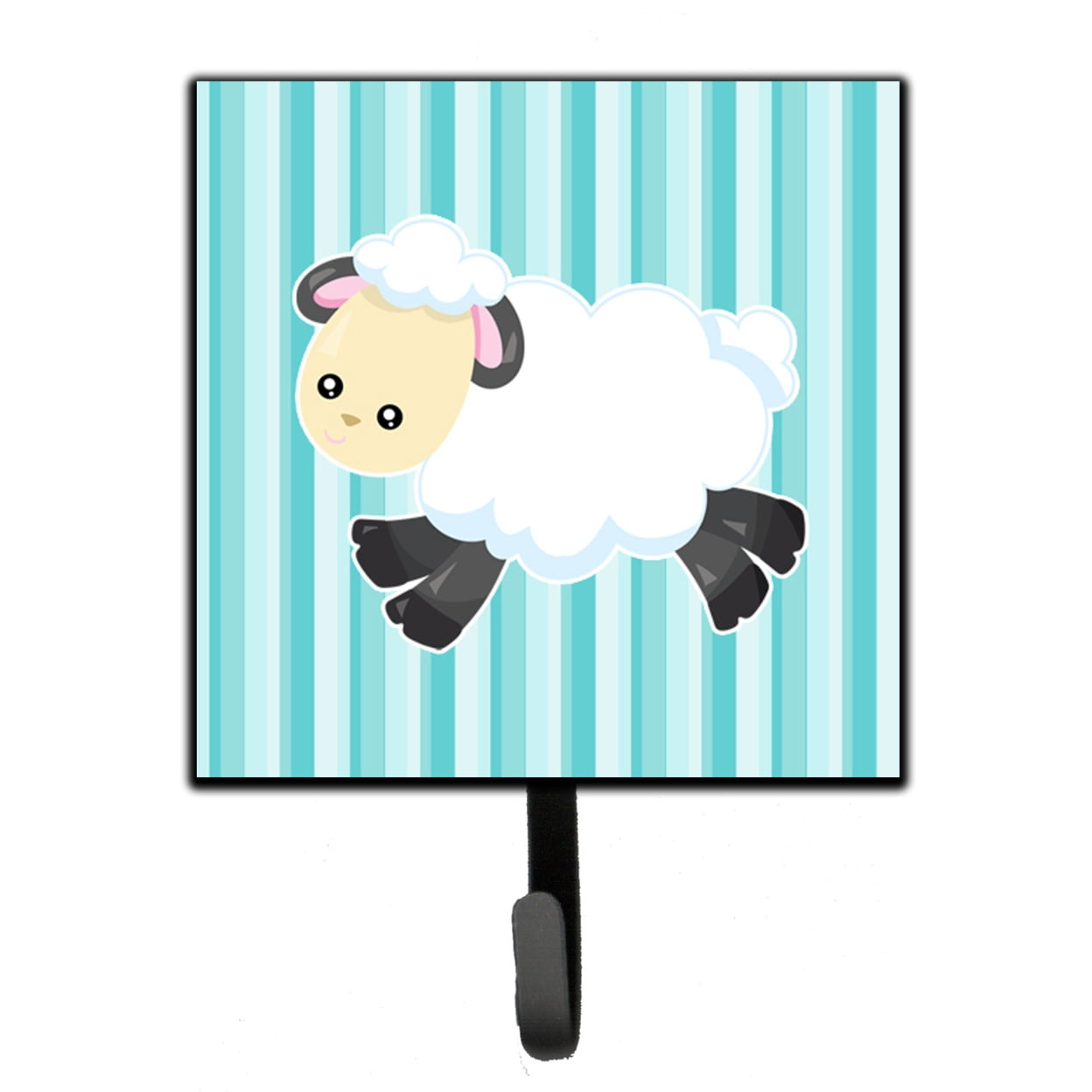 Sheep on Blue Stripes Leash or Key Holder