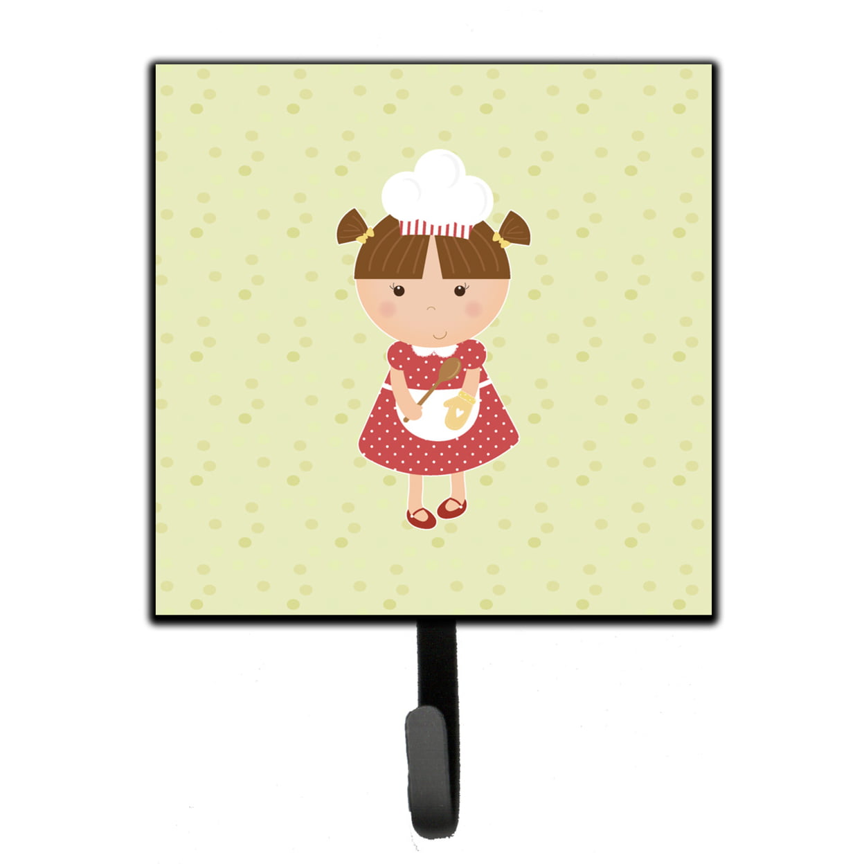 Brunette Baker on Green Leash or Key Holder