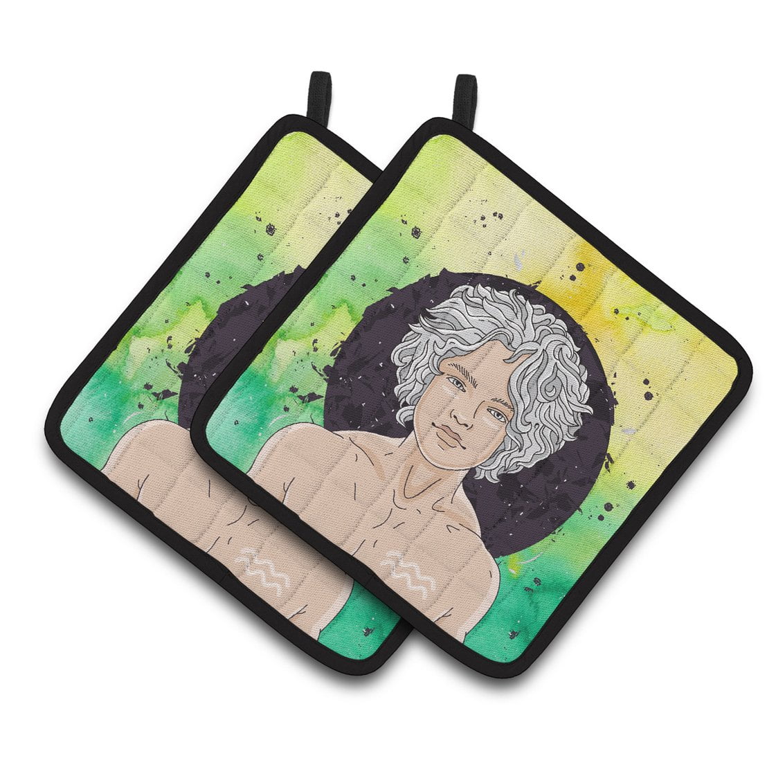 Aquarius Zodiac Sign Pair of Pot Holders