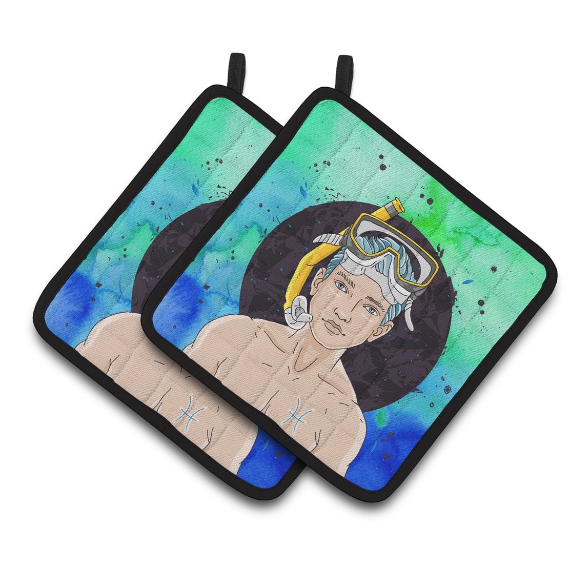 Pisces Zodiac Sign Pair of Pot Holders