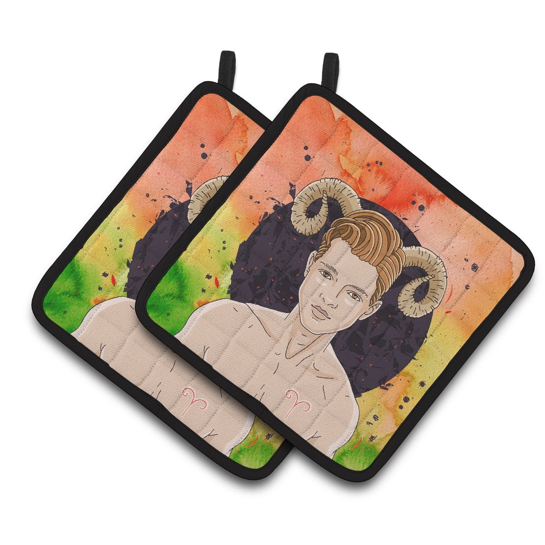 Aries Zodiac Sign Pair of Pot Holders