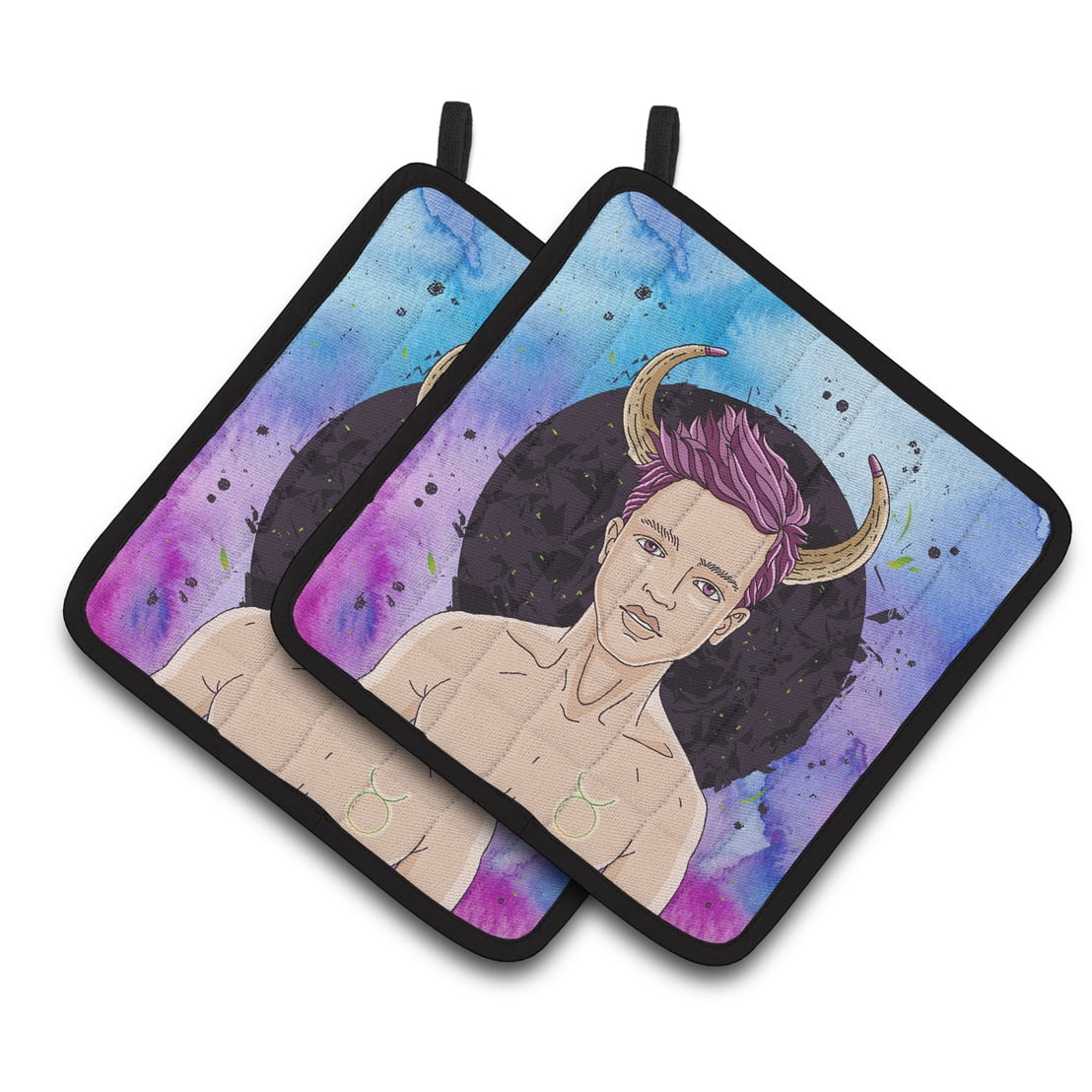 Taurus Zodiac Sign Pair of Pot Holders