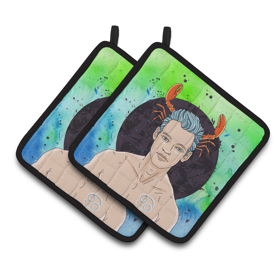Cancer Zodiac Sign Pair of Pot Holders