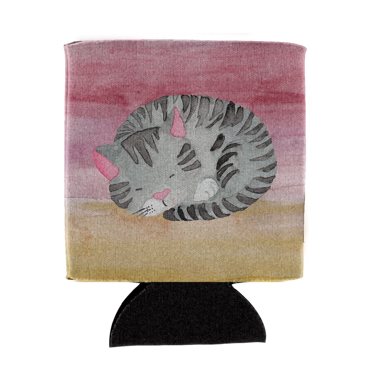 Sleeping Grey Cat Watercolor Can or Bottle Hugger