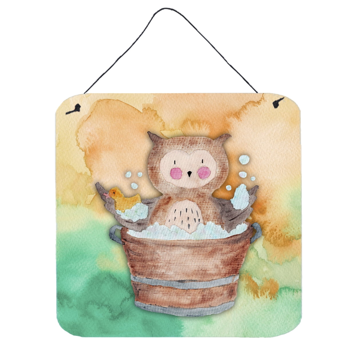 Owl Bathing Watercolor Wall or Door Hanging Prints