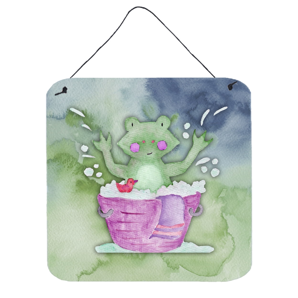 Frog Bathing Watercolor Wall or Door Hanging Prints