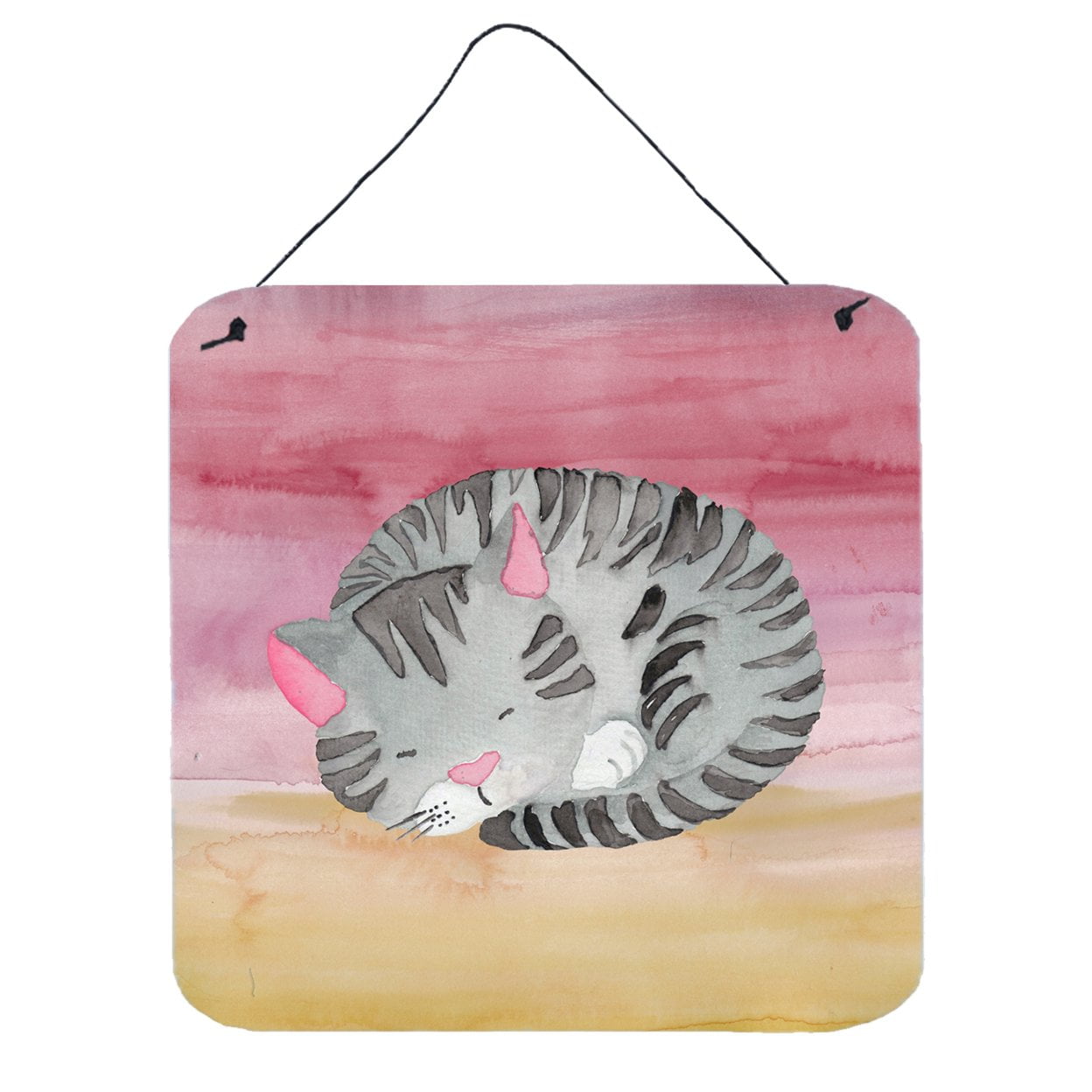 Sleeping Grey Cat Watercolor Wall or Door Hanging Prints