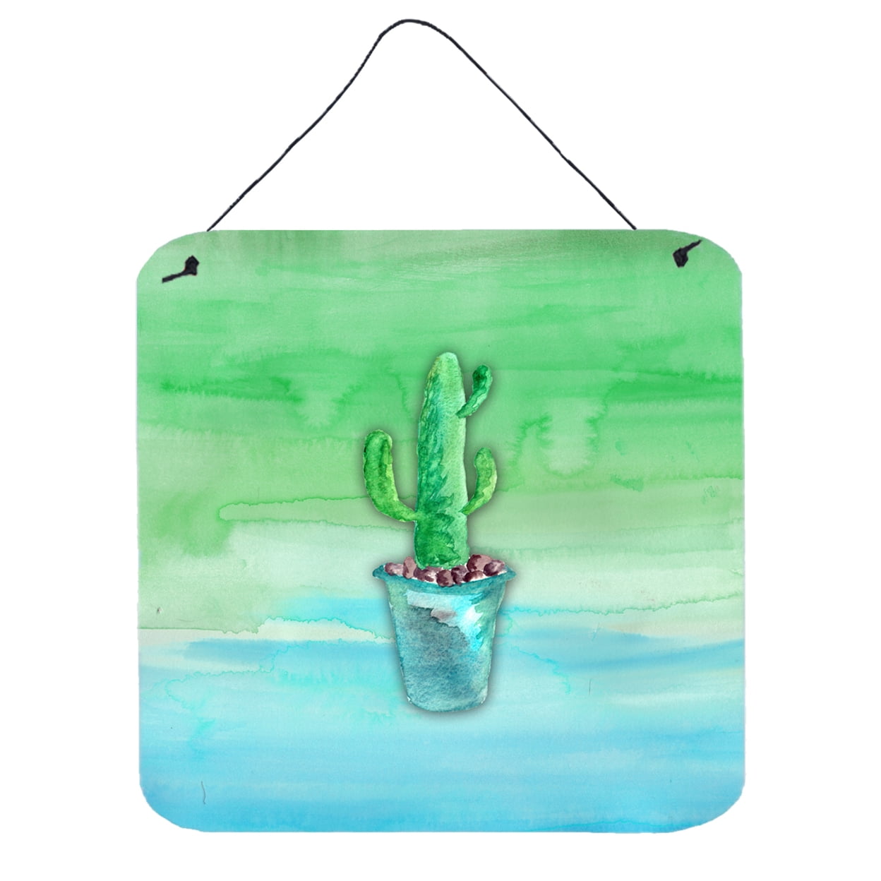 Cactus Teal & Green Watercolor Wall or Door Hanging Prints